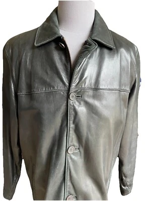 Chaqueta de Cuero MARK SHALE Suave GENUINO CORDERO Hombres Forrada Cálida Cremallera Talla Mediana Foto 1 de 4