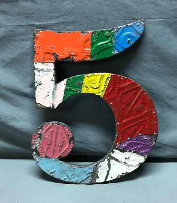 Techo de hojalata decorativo salvamento 16" retazos de metal de colección número 5 antiguo 1797-24B Foto 1 de 4