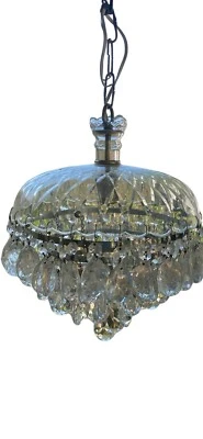 Lámpara de araña vintage de vidrio y cristal de 5 niveles Foto 1 de 4