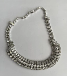 Hobe Chollar Necklace 15" baguette Sparkly Stunning signed Hobe Wedding Holiday - Picture 1 of 4