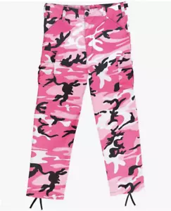 Youth Junior Girls Rothco Kids Pink Camo Camouflage BDU Cargo Pants - Sz S - Picture 1 of 2