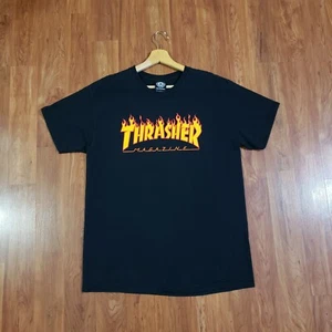 Camisa Oficial Thrasher Magazine Flaming Logo Skateboarding San Francisco L Y2K  - Imagen 1 de 7