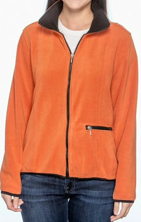 女式 Chestnut Hill Microfleeze Fulll Zip 夹克 Sienna 橙色小号 — 第 1/4 张图片