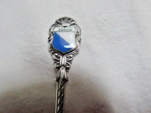 Vintage 800 Silver Enamel Souvenir Demitasse Spoon Zurich Swiss - Picture 1 of 4