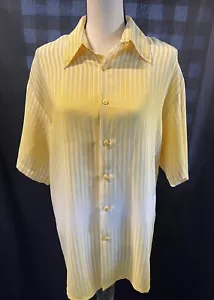 MONZINI Collection Short Sleeve Yellow Ombre Striped Shirt MADE IN USA Medium - Picture 1 of 6