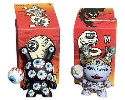 2 Kidrobot Dunny 2016 Mishka series “Keep Watch” Vinyl Figure Rare Eye & Shiva - Image 1 of 4