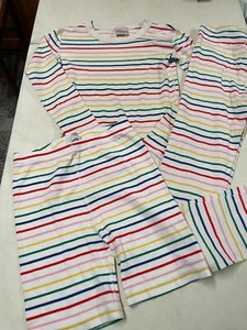 HANNA ANDERSSON ORGANIC COTTON STRIPED 3 PC GIRLS LONG JOHNS PAJAMAS  160  14 - Picture 1 of 3