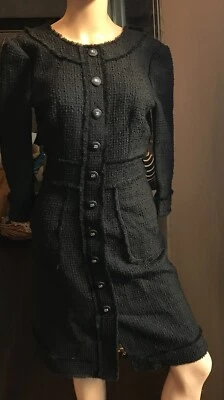 *Novo* Vestido Dolce & Gabbana Feminino Preto Lã Gola Redonda Tamanho 38 F6ARXT Msrp: $3K - Imagem 1 de 4