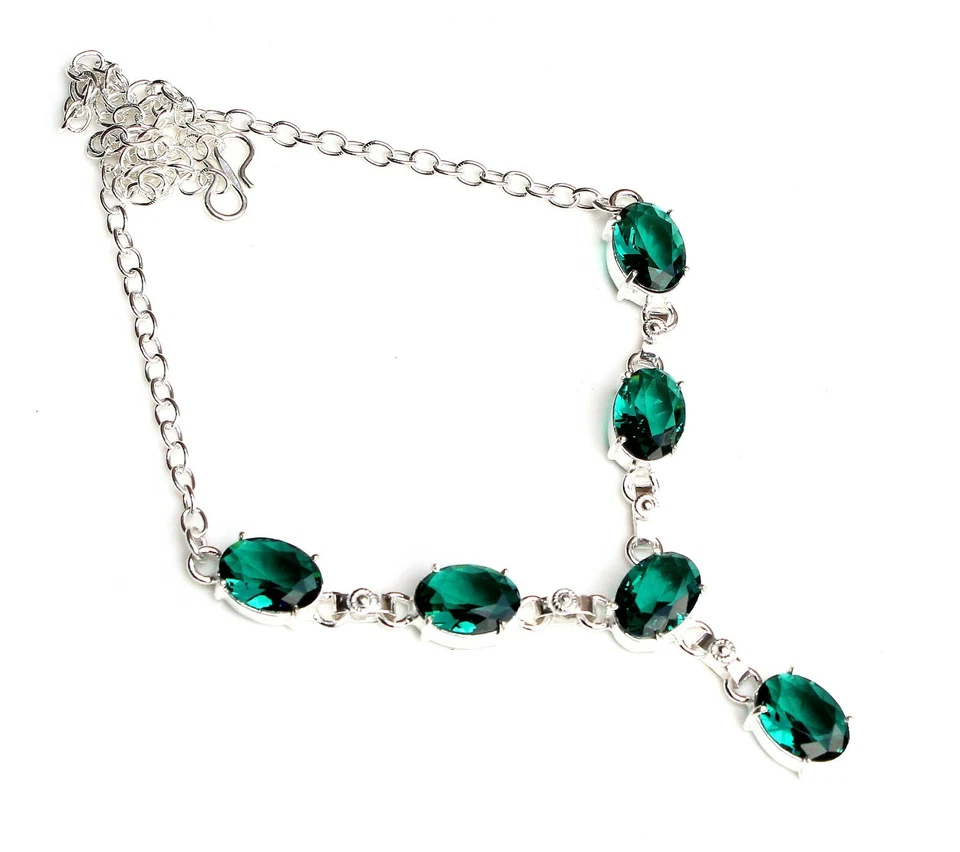 Mint Tourmaline Gemstone Handmade 925 Sterling Silver Jewelry Necklaces Sz 18" - Image 1 of 1
