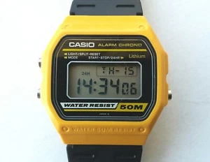 CASIO W-14 Module 596 YELLOW Case WR 50M Japan Made - 1980s - Picture 1 of 11