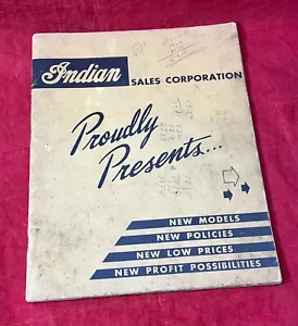 Vintage 1950 Indian Motorcycle Sales Corporation Dealership Catalog Price Guide - Picture 1 of 8