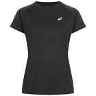Asics Women's Running Top (Size S) Black Short Sleeve Stripe T-Shirt - New