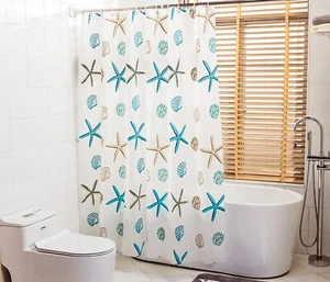 72" x 72" PEVA Badezimmer Duschvorhang mit 12 Kunststoffhaken, Wohnmobil Duschvorhang - Bild 1 von 4