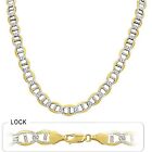 38.00 gm 14k Gold Two Tone Men's Mariner Concave Pave Chain 18" 7.50mm Necklace