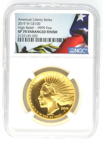 2019 W American Liberty High Relief Gold $100 NGC SP70 UC Enhanced Finish Coin Cover