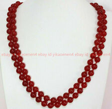 6/8/10/12mm Natural Red Ruby Round Gemstone Beads Necklace 36''