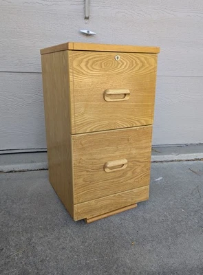 Archivador de madera de roble estilo misión industrial vintage 2 cajones latón K46 Foto 1 de 4