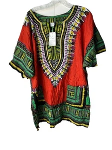 NWT Advance apparels African one size dashiki tunic top Pocket Boho Festival - Picture 1 of 17