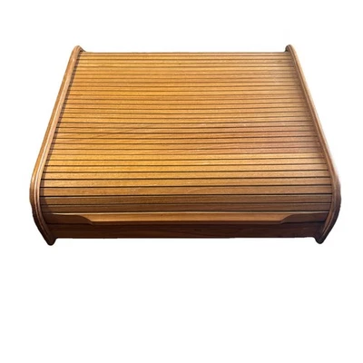 Organizador de escritorio enrollable de madera de teca del siglo XIX de colección Foto 1 de 4