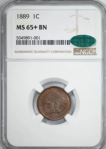 1889 Indian Head Cent 1C NGC MS65+ CAC - Picture 1 of 5