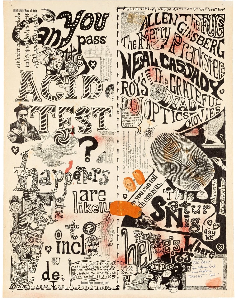 Grateful Dead 1965 Can You Pass the Acid Test? Palo Alto, CA Poster w/Venue Info - Bild 1 von 1