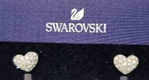 Swarovski Earrings Studs Heart Pave Crystal Rhodium Plated Stunning Sparkly - Picture 1 of 6
