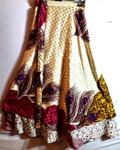 Incredible-art Vintage Silk Sari Magic Wrap Skirt Reversible Double Layer skirt, - Picture 1 of 6