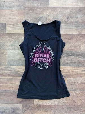 Vintage Black Skull Rhinestone Tank Top Size M Goth Punk Grunge Y2K Emo 00s 90s - Image 1 of 4