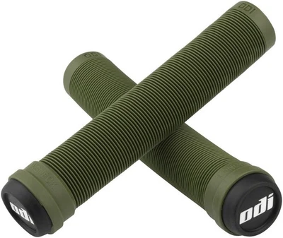 ODI Soft X-Longneck Grips 160mm Army Green | Soft Compound, Ribbed, Flange-Free - Image 1 of 2