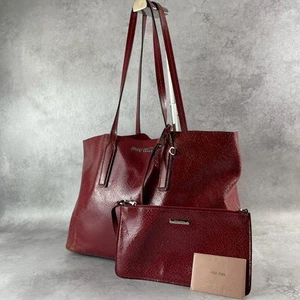 Miu Miu Archive red leather tote shoulder bag reversible red suede Excellent+ - Picture 1 of 11
