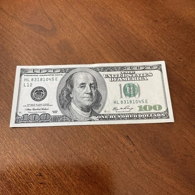 2006 $100 Dollar Bill Wet Ink Transfer / Printing Offset / Uneven Reverse CRISP - Image 1 of 4