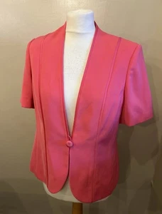 Jacques Vert Size 12 Hot Pink Short Sleeve Tailored Occasion Jacket - Picture 1 of 6