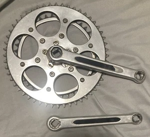 Vintage Crank Set 170 mm TA Lambert BCD MTB Klunker Double 52t 42t France - Picture 1 of 2