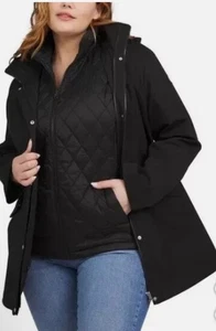 Lands' End Damen 3-in-1 Systems Jacke Damen Schwarz Gr. L Neu mit Etikett - Bild 1 von 8