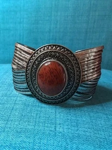 Premier Designs Red Cabochon Silver Cuff Bracelet Fashion Jewelry - Picture 1 of 6