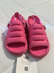 UGG Women's SPORT YEAH Slingback Logo Pool Slides Sandals Size 7 Hot Pink - Picture 1 of 5