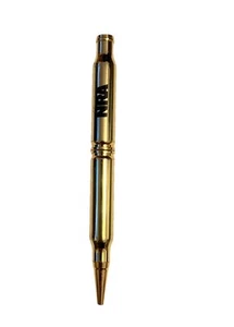 Vintage NRA Bullet Shape Gold Tone Refillable Twist Pen With Rifle Clip Working - Picture 1 of 5