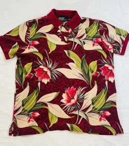 Polo Ralph Lauren Poloshirt Herren Large Rot Blumen Hawaii Custom Fit Tropical - Bild 1 von 5