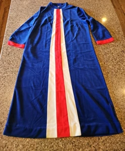 JCPenney Robe Blue Velour Zip Up Women's 38 Housecoat Loungewear Vintage Retro - Picture 1 of 13