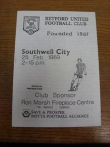 25/02/1989 Retford United v Southwell City  . UK ORDERS ALL INCLUDE FREE ROYAL M - Picture 1 of 1