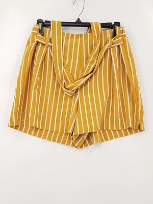 Mosaic & Co Boyfriend Shorts Womens Size Large Yellow Striped Polyester Stretch - Изображение 1 из 4