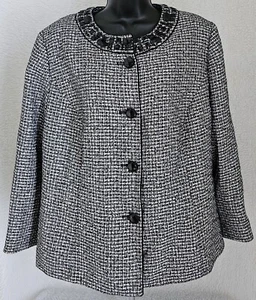 Kasper Womens Blazer Jacket Coat Size 16W Long Sleeve Button Down - Picture 1 of 24