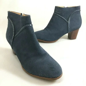 Jack Rogers 9 M Blue Suede 2.5" Heels Ankle Booties Boots Inside Zip - Picture 1 of 8