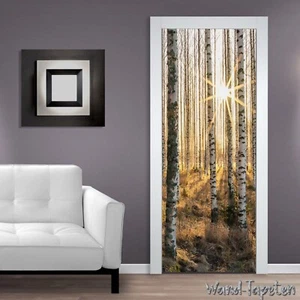 Türtapeten Selbstklebende Wandbild Tür Poster Birkenbäumen Sonnenschein 1407 - Picture 1 of 2