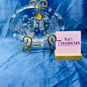 Mikasa HOLIDAY LIGHTS Crystal Glass Frosted Angels Christmas Sweet 9" Oval Plate - Picture 1 of 10