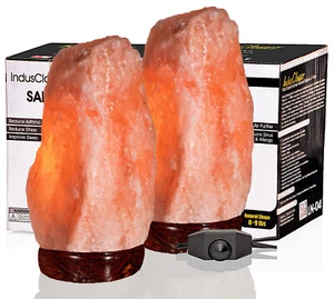 IndusClassic Natural Himalayan Crystal Salt Lamp Air Purifier 6~9 Lbs Set of 2 - Picture 1 of 9