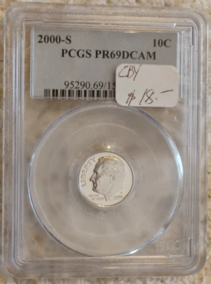 2000 S 10c Roosevelt Dime PCGS PR69DCAM - Image 1 of 4