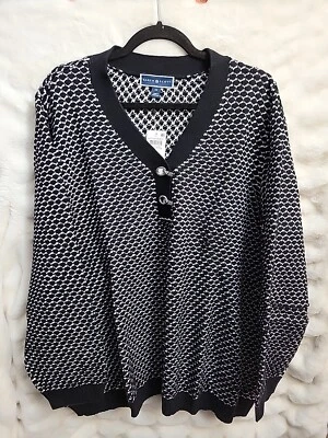 Suéter negro Karen Scott 3X botón Henley Foto 1 de 3