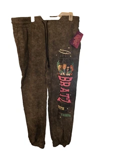 XXXL Bratz Junior’s Jogger Pants Sweatpants Graphic tapered Leg Drawstring Grey! - Picture 1 of 4