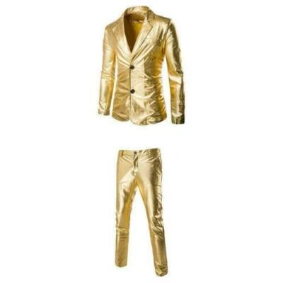 Para Hombres 2 Piezas Traje Disfraz Blazer Brillante Prendas para el torso Pantalones Cuello Solapa Noche Fiesta Chaqueta Foto 1 de 4